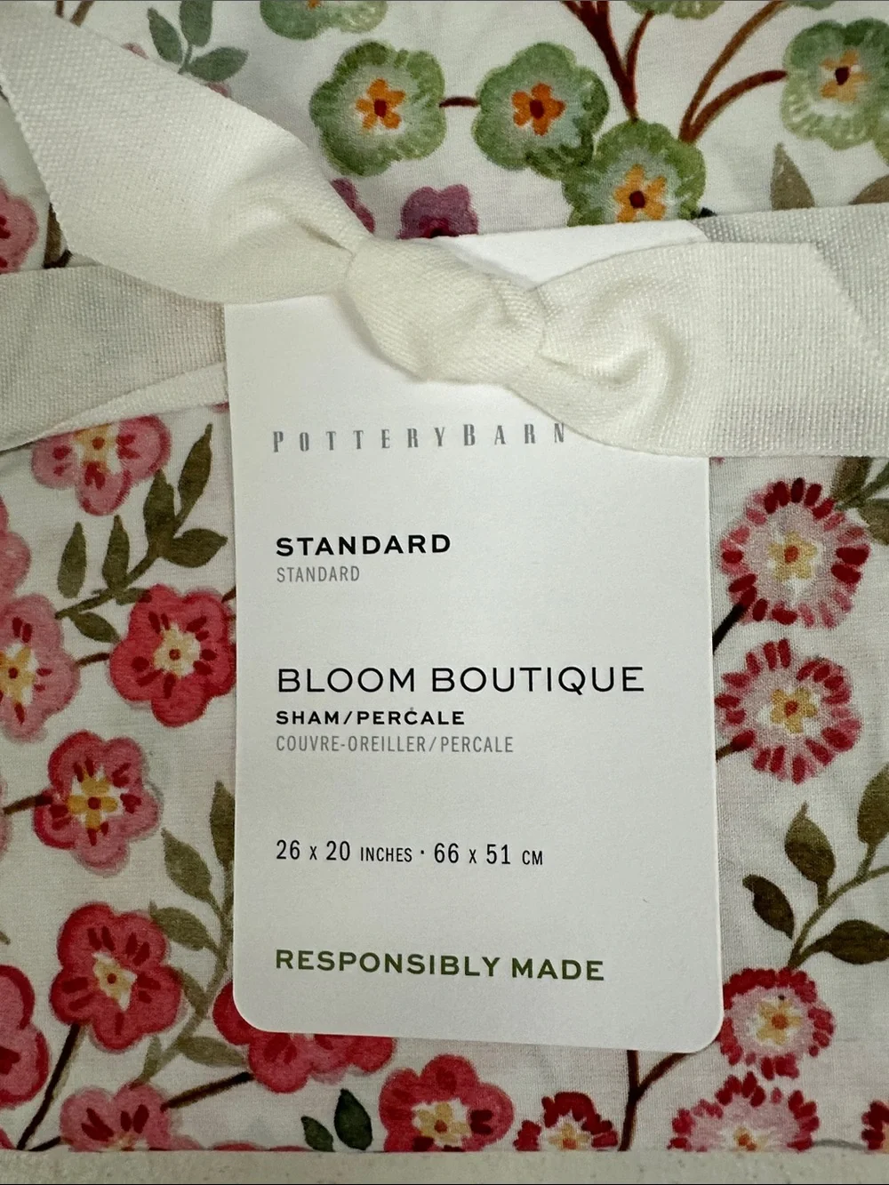NWT Pottery Barn single standard sham Bloom Boutique.